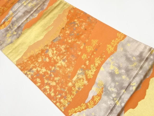 JAPANESE KIMONO / VINTAGE FUKURO OBI / WOVEN ABSTRACT TREES